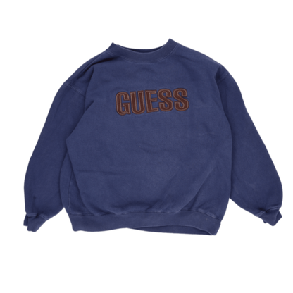 Guess Vintage Blue Crew Neck Sweatshirt Men's Size Large Cotton Blend