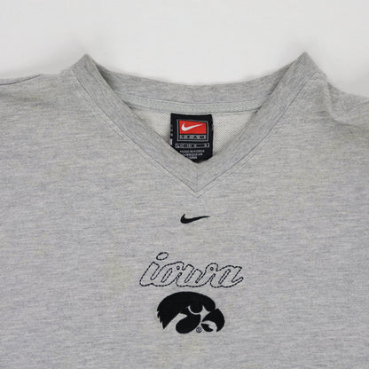 Nike Team Iowa Hawkeyes Vintage Grey V-Neck Sweatshirt Large Cotton Blend