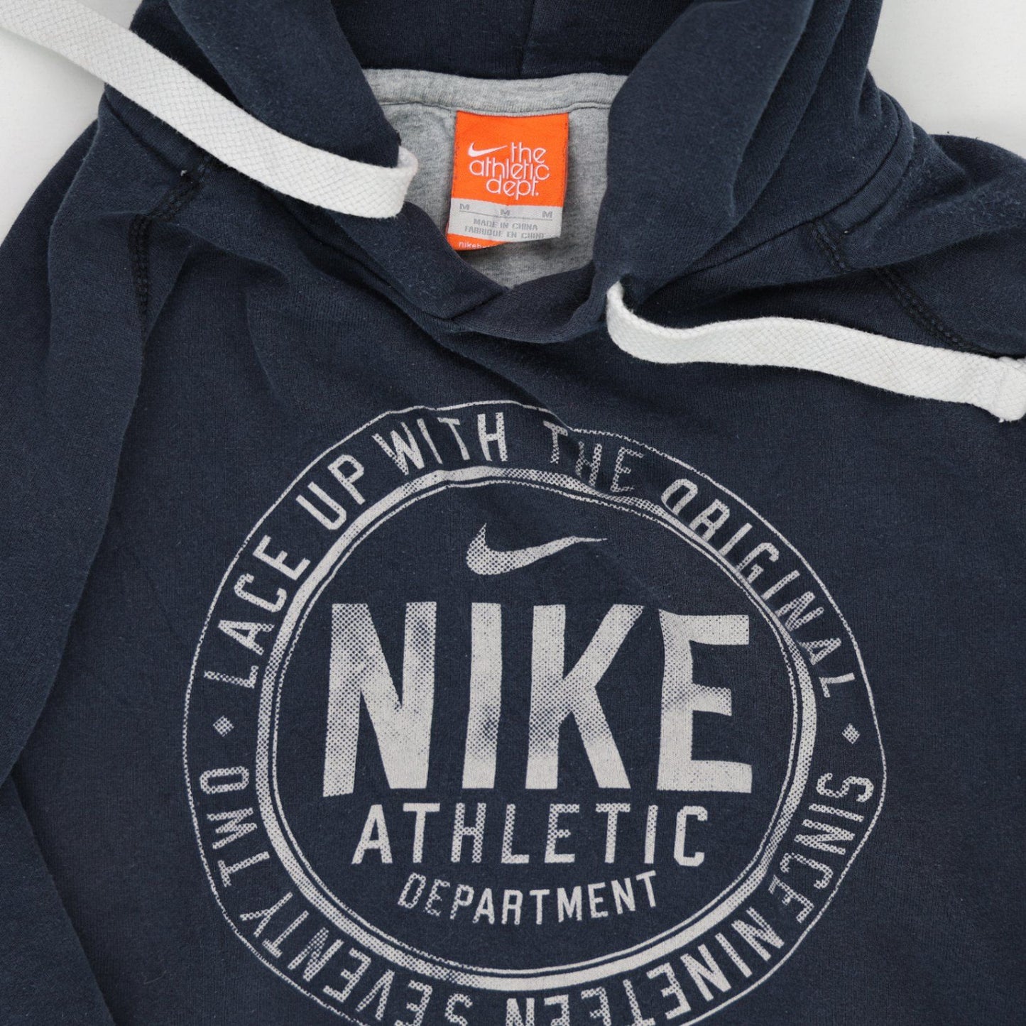 Nike Vintage Athletic Dept Navy Blue Pullover Hoodie Men Medium Cotton Blend