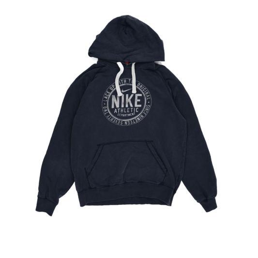 Nike Vintage Athletic Dept Navy Blue Pullover Hoodie Men Medium Cotton Blend