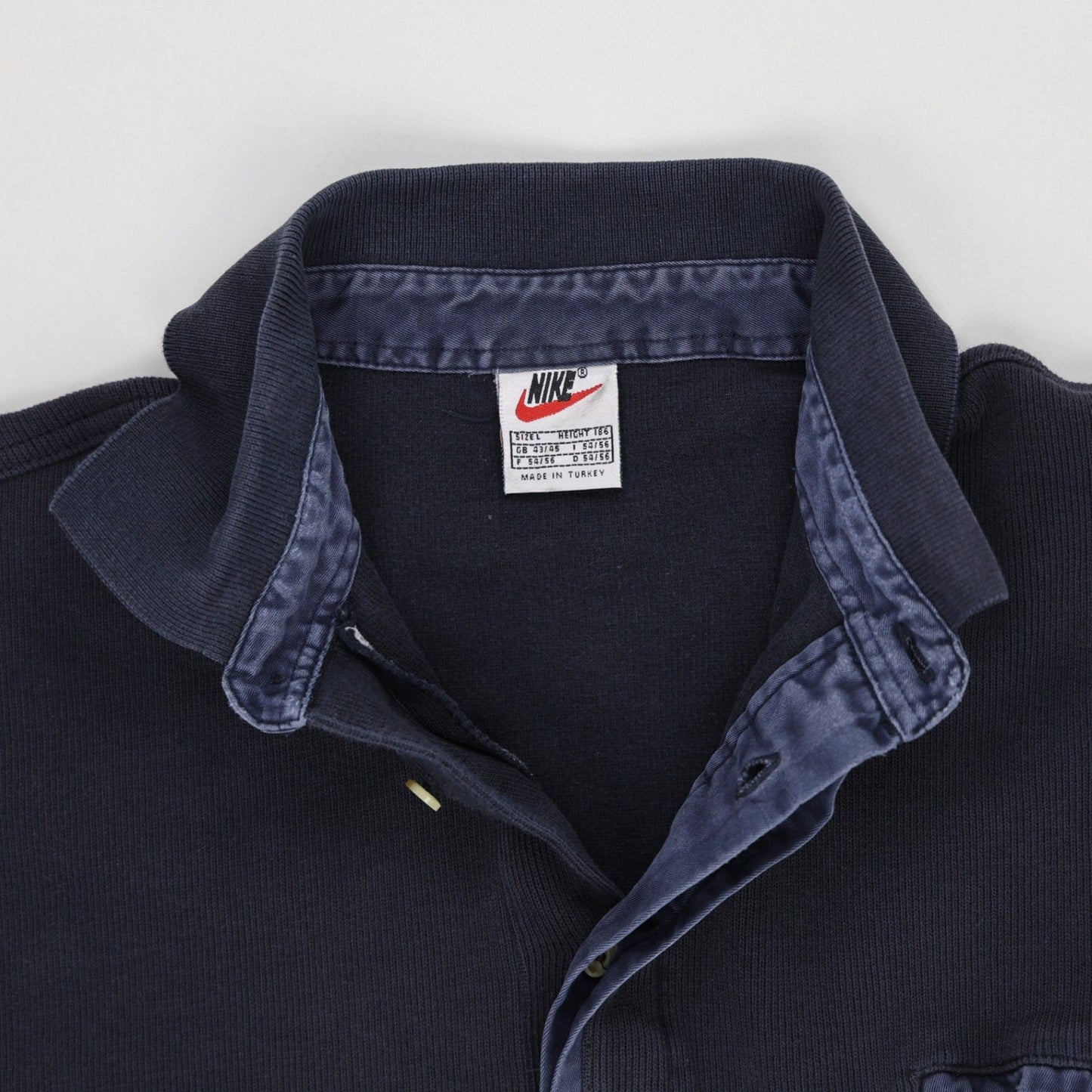 Nike Vintage Navy Long Sleeve Polo Shirt for Men Size Large Cotton