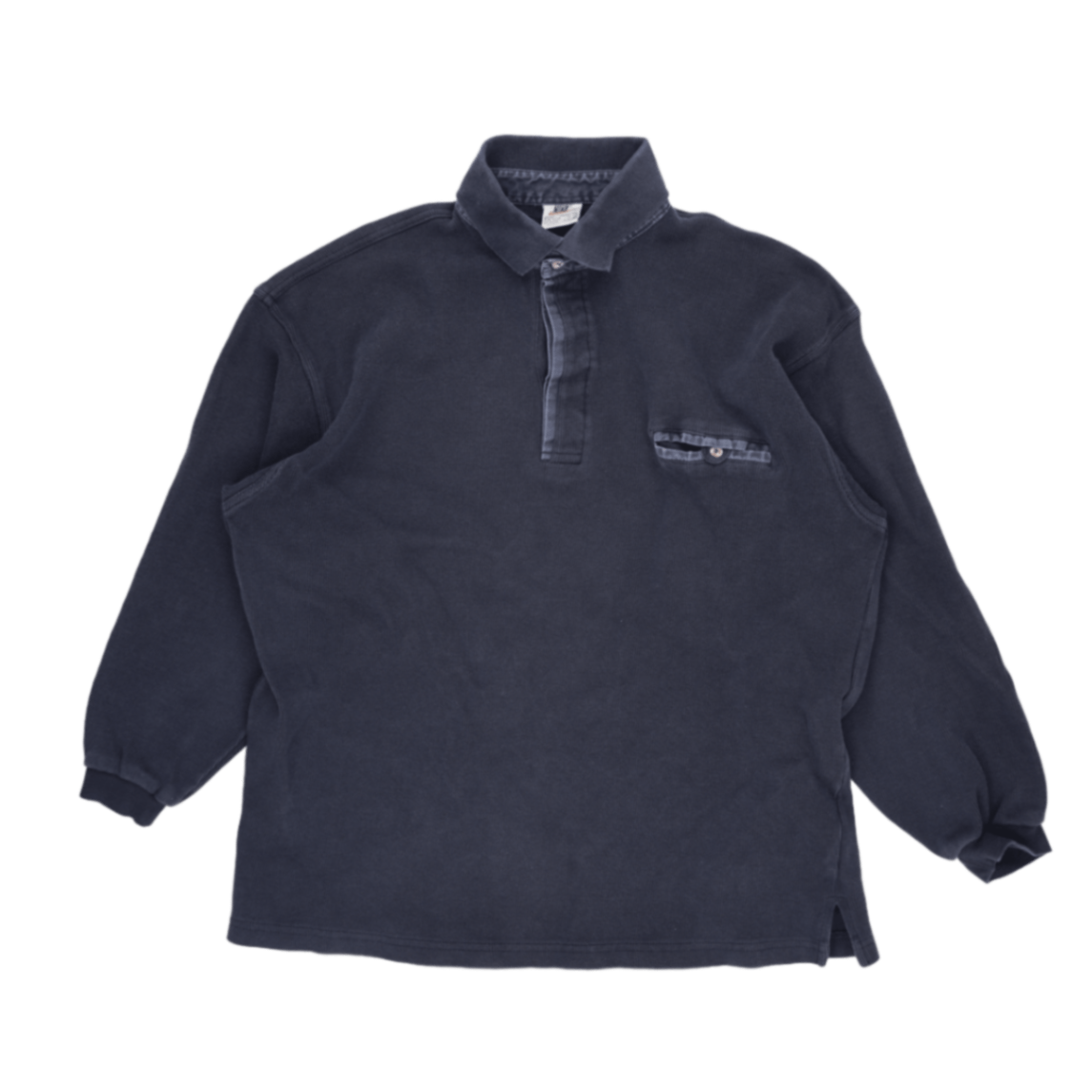 Nike Vintage Navy Long Sleeve Polo Shirt for Men Size Large Cotton