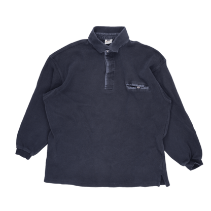 Nike Vintage Navy Long Sleeve Polo Shirt for Men Size Large Cotton