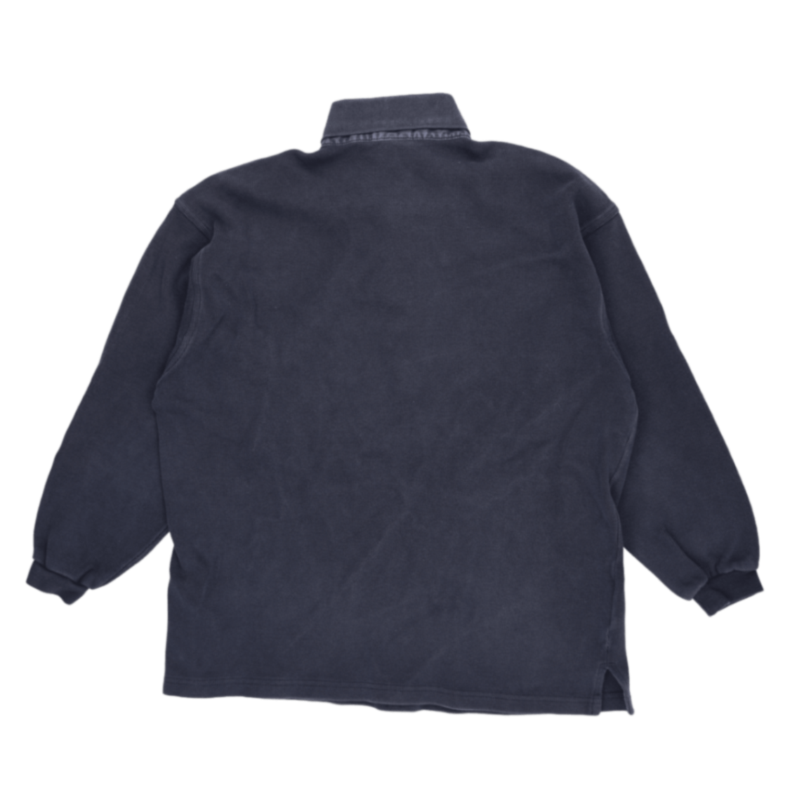 Nike Vintage Navy Long Sleeve Polo Shirt for Men Size Large Cotton