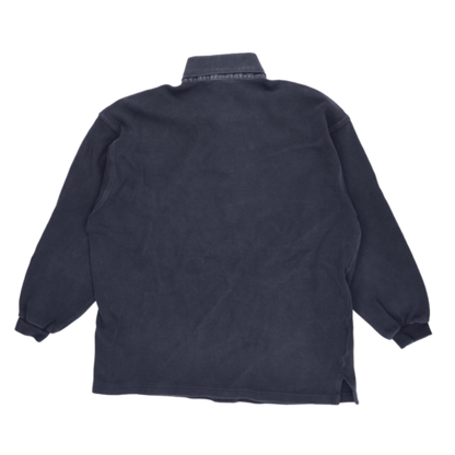 Nike Vintage Navy Long Sleeve Polo Shirt for Men Size Large Cotton