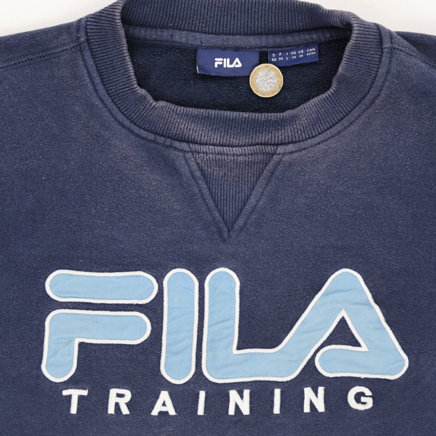 Fila Training Navy Sweatshirt Men's Medium Crew Neck Cotton Blend Vintage Casual