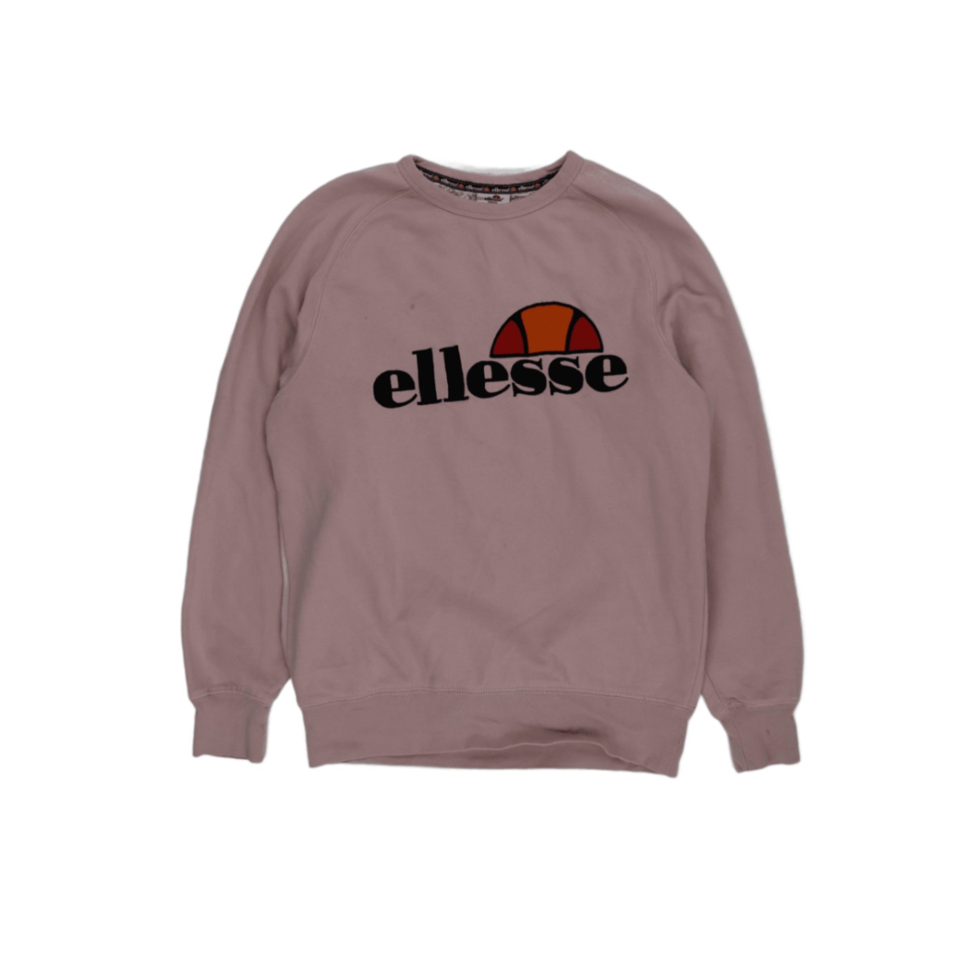 Ellesse Pink Logo Sweatshirt for Men Small Cotton Crew Neck Casual