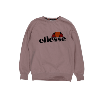 Ellesse Pink Logo Sweatshirt for Men Small Cotton Crew Neck Casual