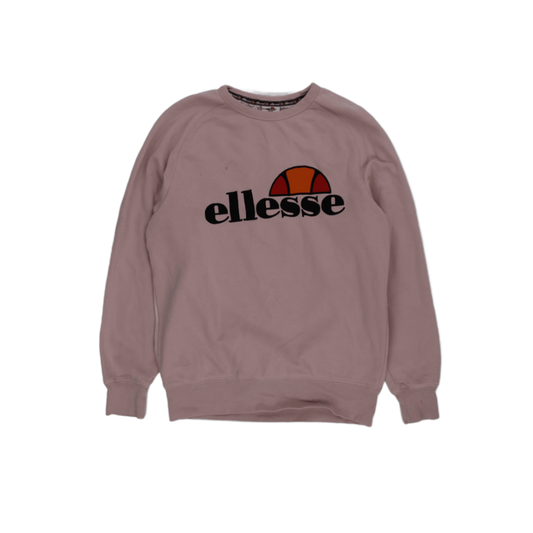 Ellesse Pink Logo Sweatshirt for Men Small Cotton Crew Neck Casual