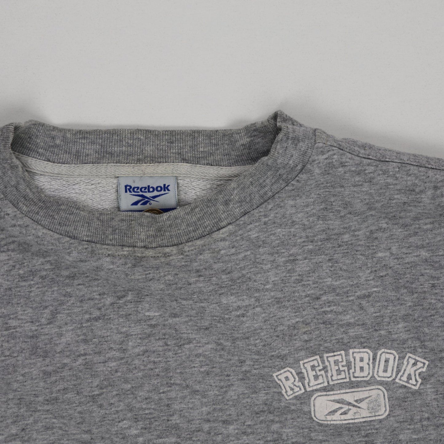 Reebok Vintage Grey Crew Neck Pullover Sweatshirt Large Cotton Blend