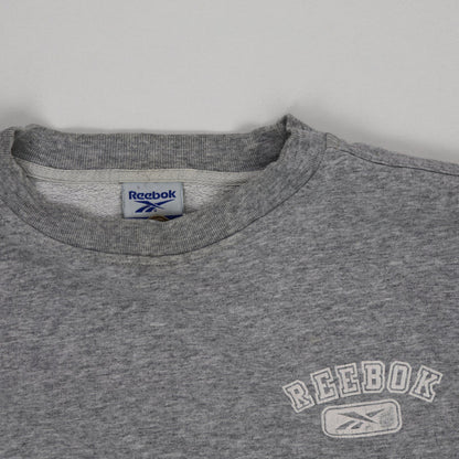 Reebok Vintage Grey Crew Neck Pullover Sweatshirt Large Cotton Blend