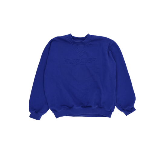 Naf Naf Vintage Blue Pullover Sweatshirt Unisex Size Small Cotton Blend Crew Neck