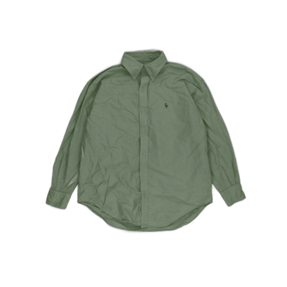 Ralph Lauren Green Oxford Shirt for Men Size Large Cotton Long Sleeve Collared