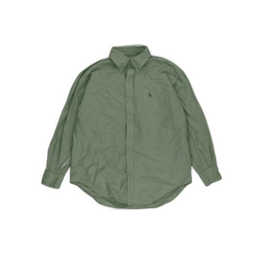 Ralph Lauren Green Oxford Shirt for Men Size Large Cotton Long Sleeve Collared