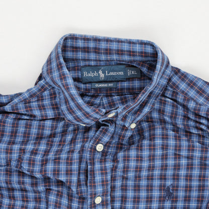 Ralph Lauren Classic Fit Blue Check Long Sleeve Shirt XL Cotton