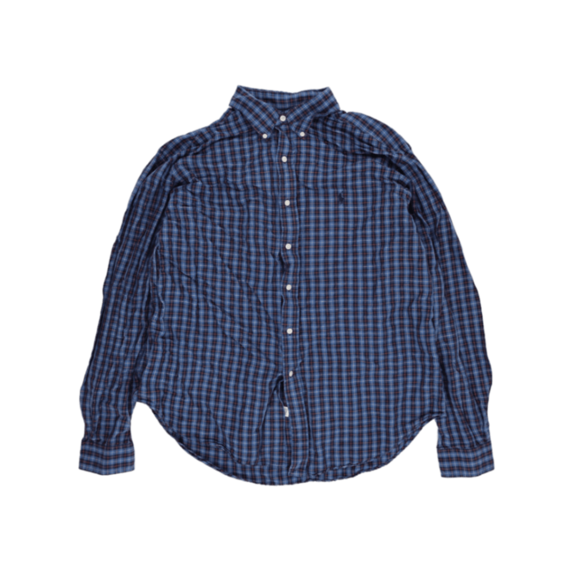 Ralph Lauren Classic Fit Blue Check Long Sleeve Shirt XL Cotton