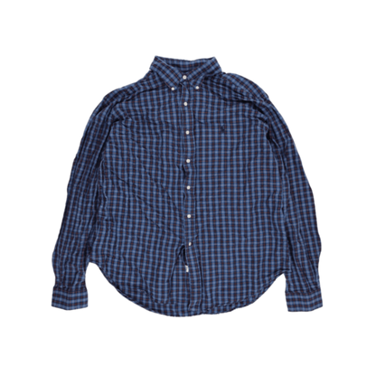 Ralph Lauren Classic Fit Blue Check Long Sleeve Shirt XL Cotton