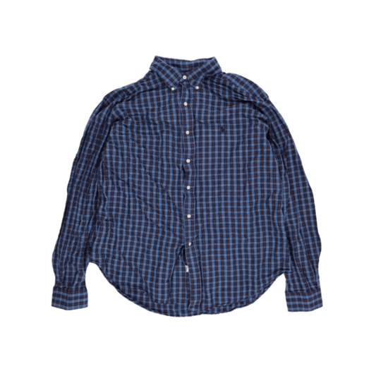Ralph Lauren Classic Fit Blue Check Long Sleeve Shirt XL Cotton