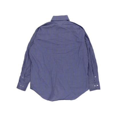 Ralph Lauren Polo Regent Classic Fit Long Sleeve Shirt Blue Checked Size 16.5 Large Cotton