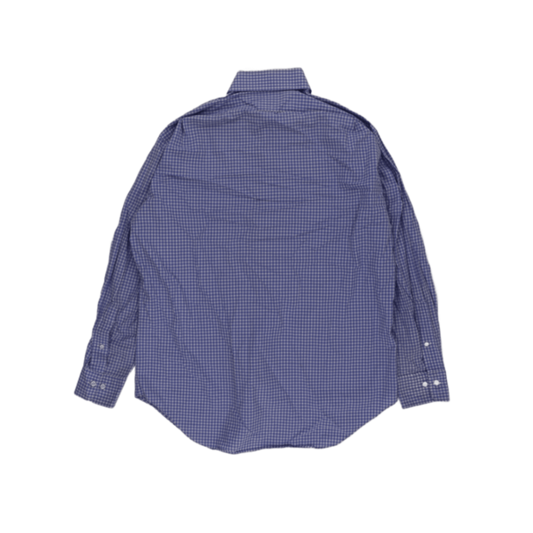 Ralph Lauren Polo Regent Classic Fit Long Sleeve Shirt Blue Checked Size 16.5 Large Cotton